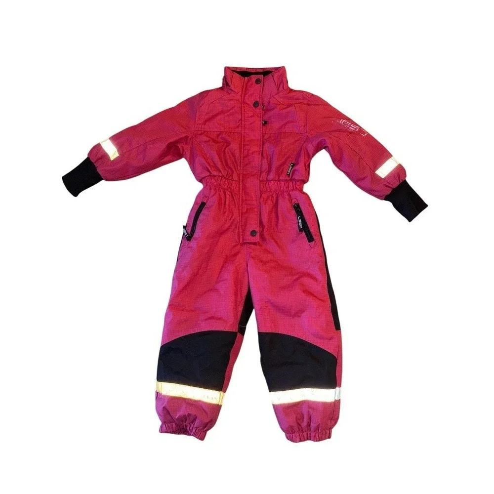 Kids Snowsuit Unisex Sz 98 Pink Colorblock Reflective Winter‎ Ski snowboard